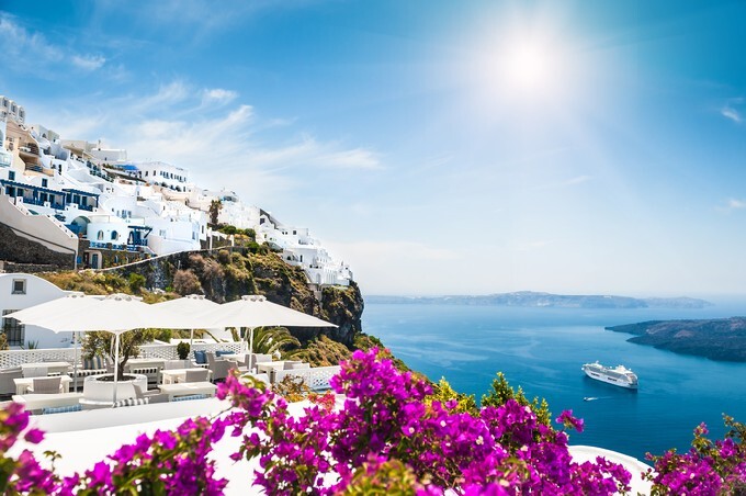 White architecture on Santorini island, Greece